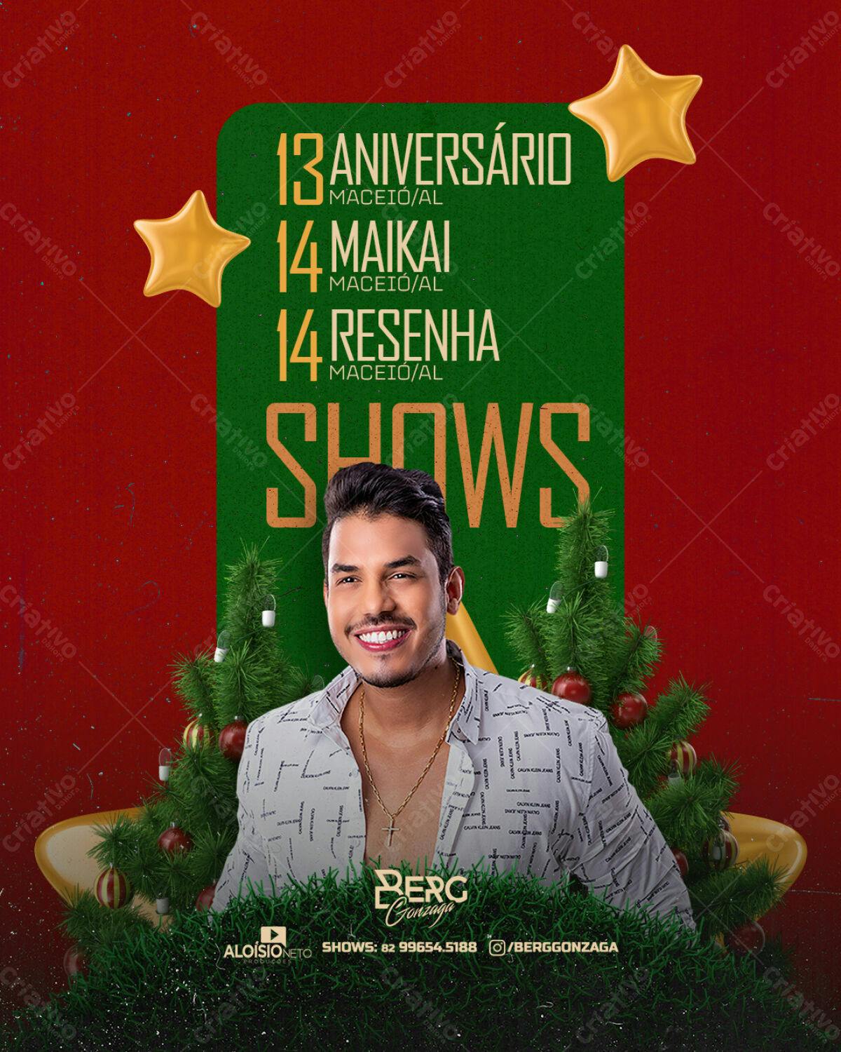 Flyer Shows de Natal Berg Gonzaga PSD Editável