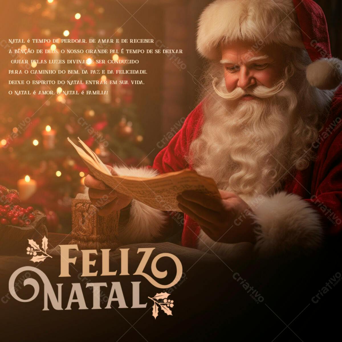 Postagem Feliz Natal Papai Noel PSD Editável