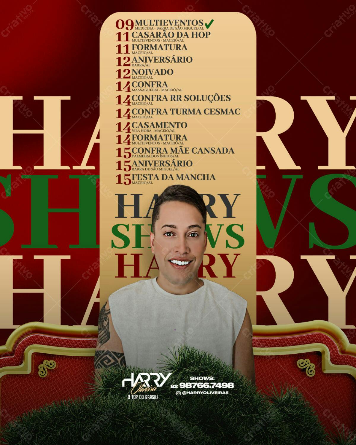 Flyer para Show Harry Oliveira PSD Editável