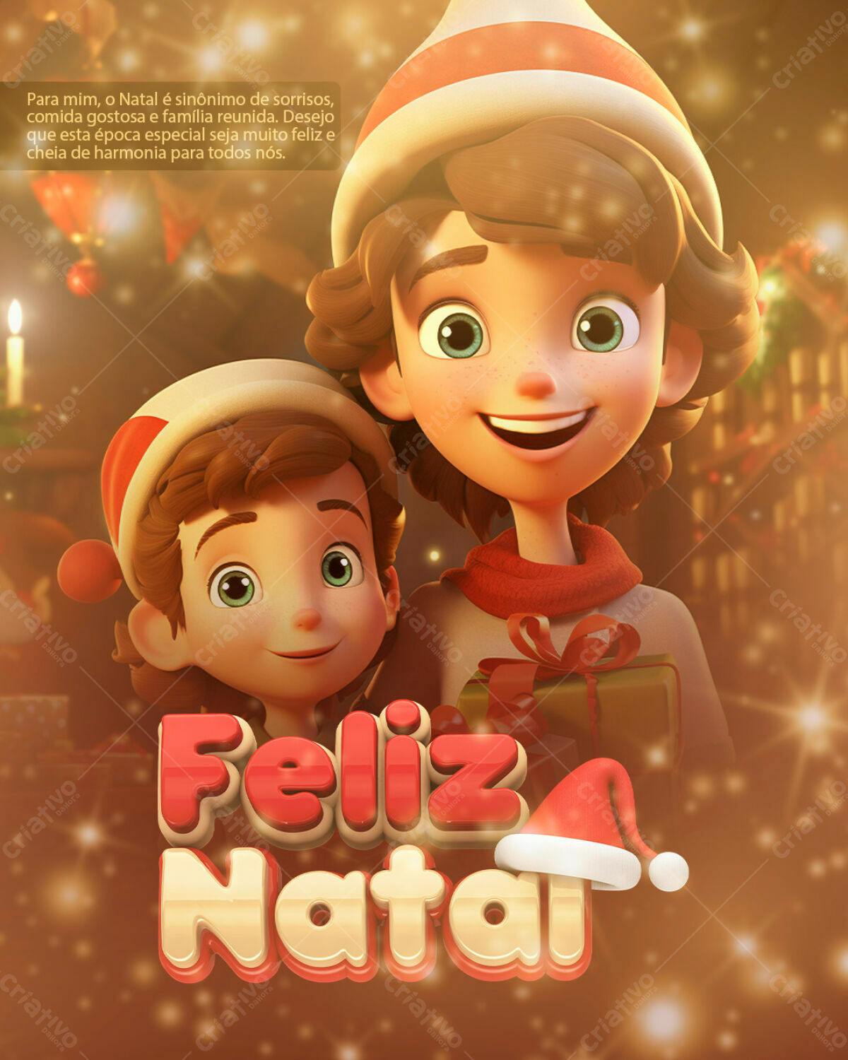 Flyer Natalino com Personagens 3D PSD Editável