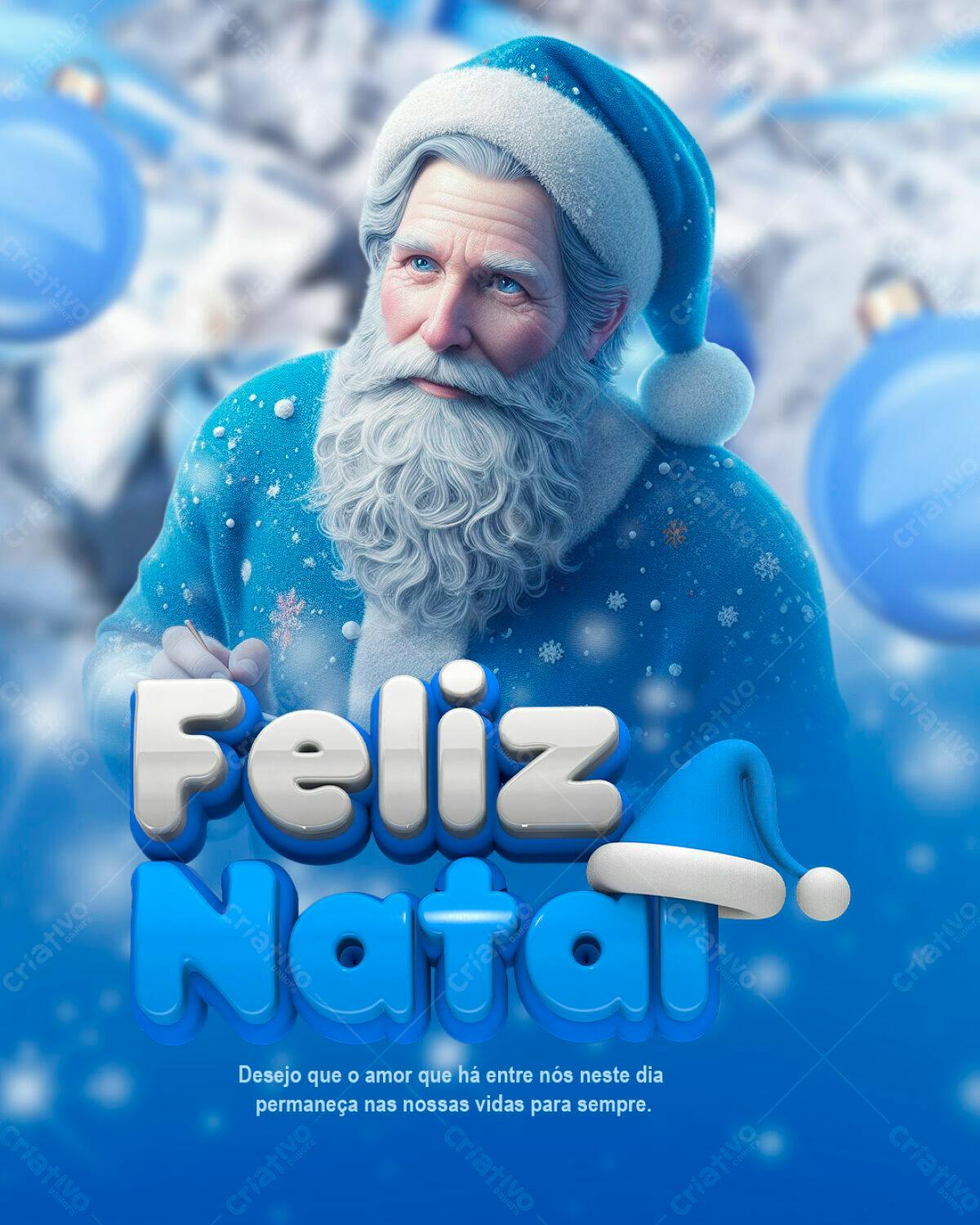 Flyer Natalino com Papai Noel Azul PSD Editável