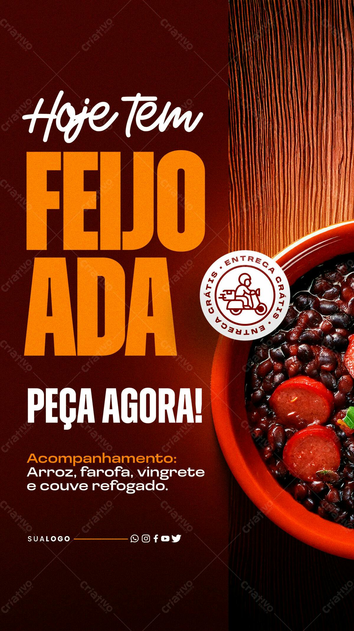 Flyer para Promoção de Feijoada PSD Editável