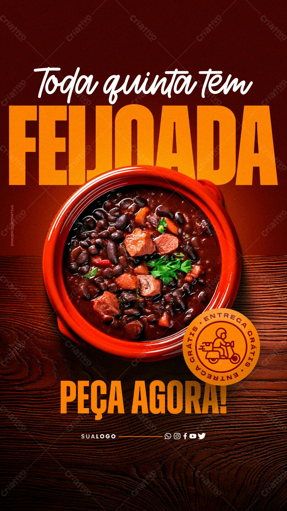 Flyer para Promoção de Feijoada PSD Editável