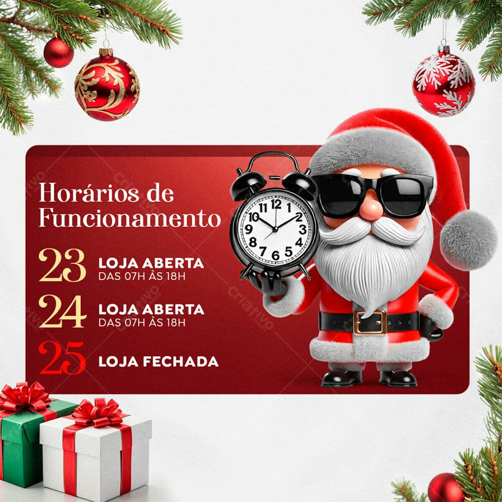 Feliz Natal Comunicado Horário De Funcionamento Natal