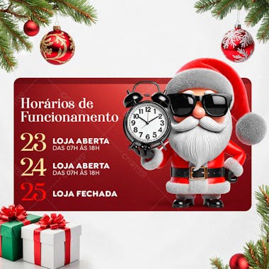 Feliz Natal Comunicado Horário De Funcionamento Natal