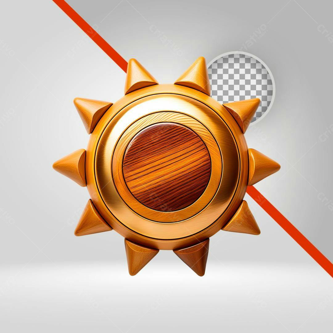 Ícone Sol Dourado Madeira PNG com fundo transparente