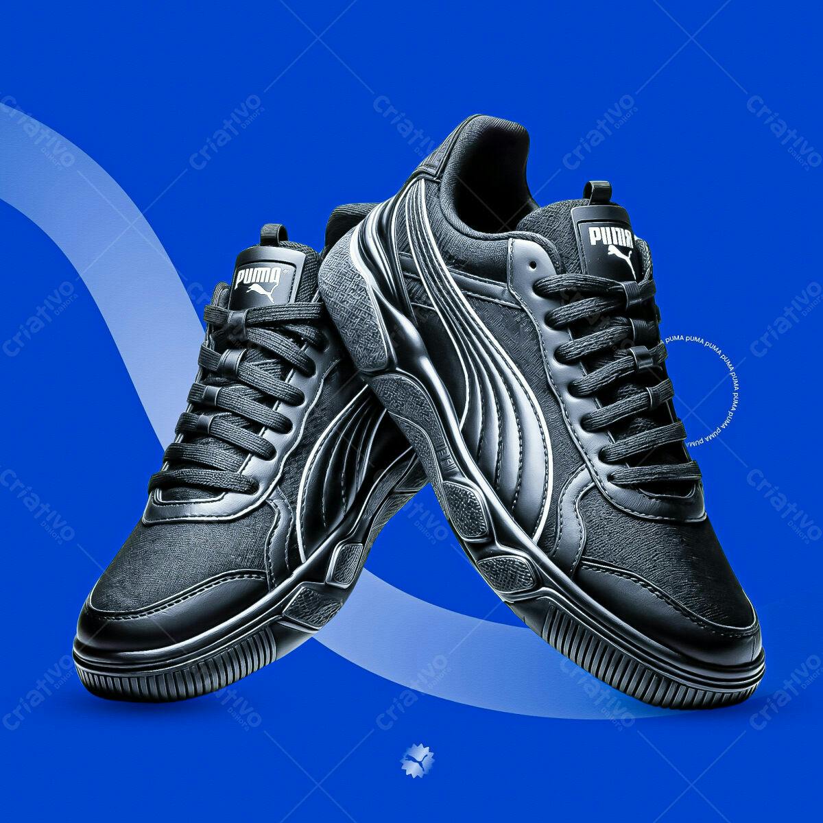 Mockup de Tênis Puma Preto PSD Editável