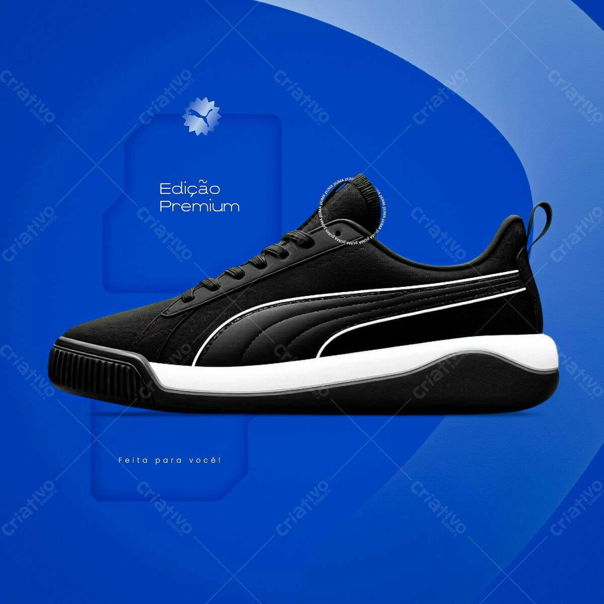 Mockup Tênis Puma Preto Edição Premium PSD Editável