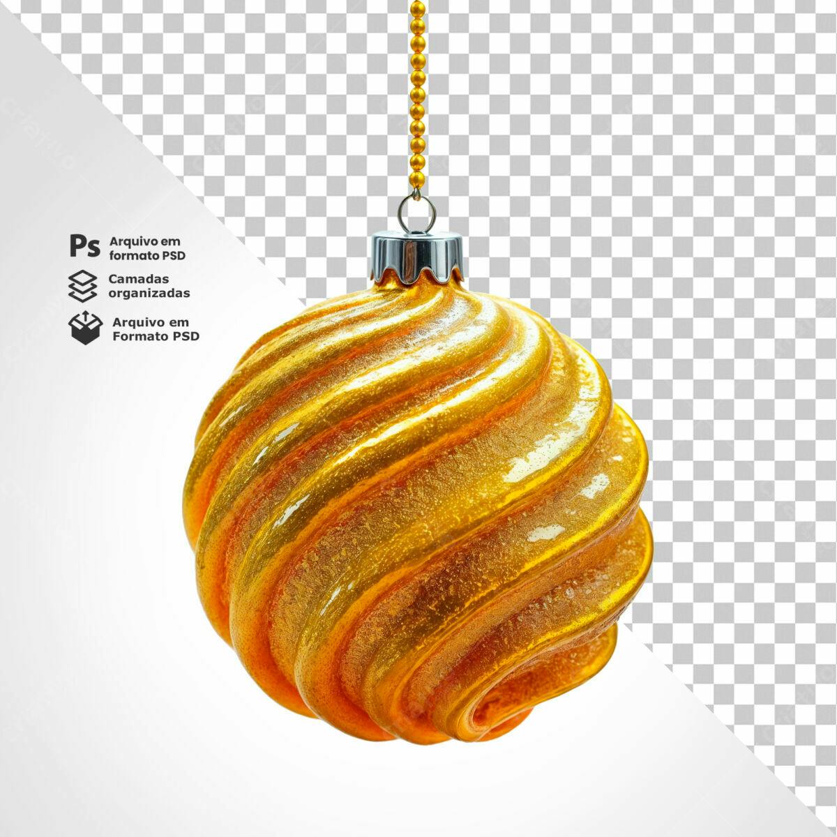 Enfeite de Natal Dourado PSD Editável
