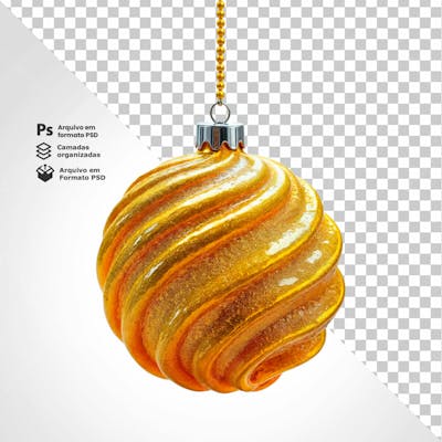 Bolinha De Natal Dourada Desenho Em Espiral Elemento 3D Psd Editável