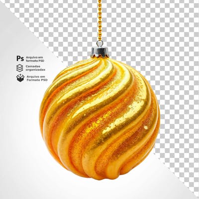 Bolinha De Natal Dourada Desenho Em Espiral Elemento 3D Psd Editável 2