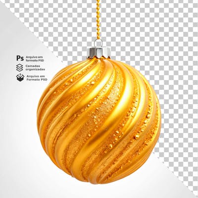 Bolinha De Natal Dourada Desenho Em Espiral Elemento 3D Psd Editável 4