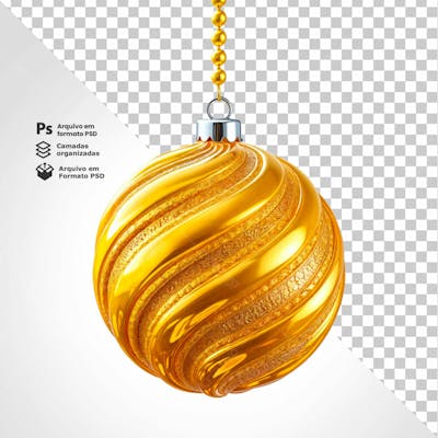 Bolinha De Natal Dourada Desenho Em Espiral Elemento 3D Psd Editável 5