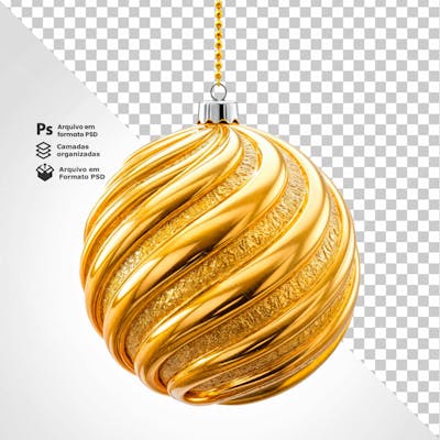 Bolinha De Natal Dourada Desenho Em Espiral Elemento 3D Psd Editável 6