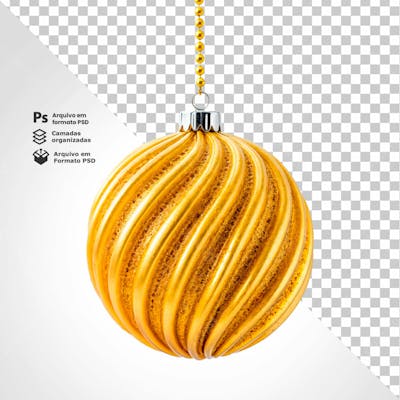 Bolinha De Natal Dourada Desenho Em Espiral Elemento 3D Psd Editável 8