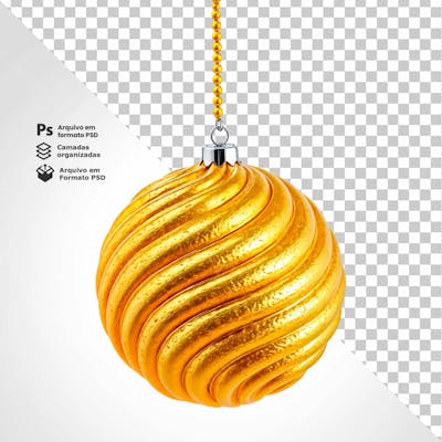 Bolinha De Natal Dourada Desenho Em Espiral Elemento 3D Psd Editável 9