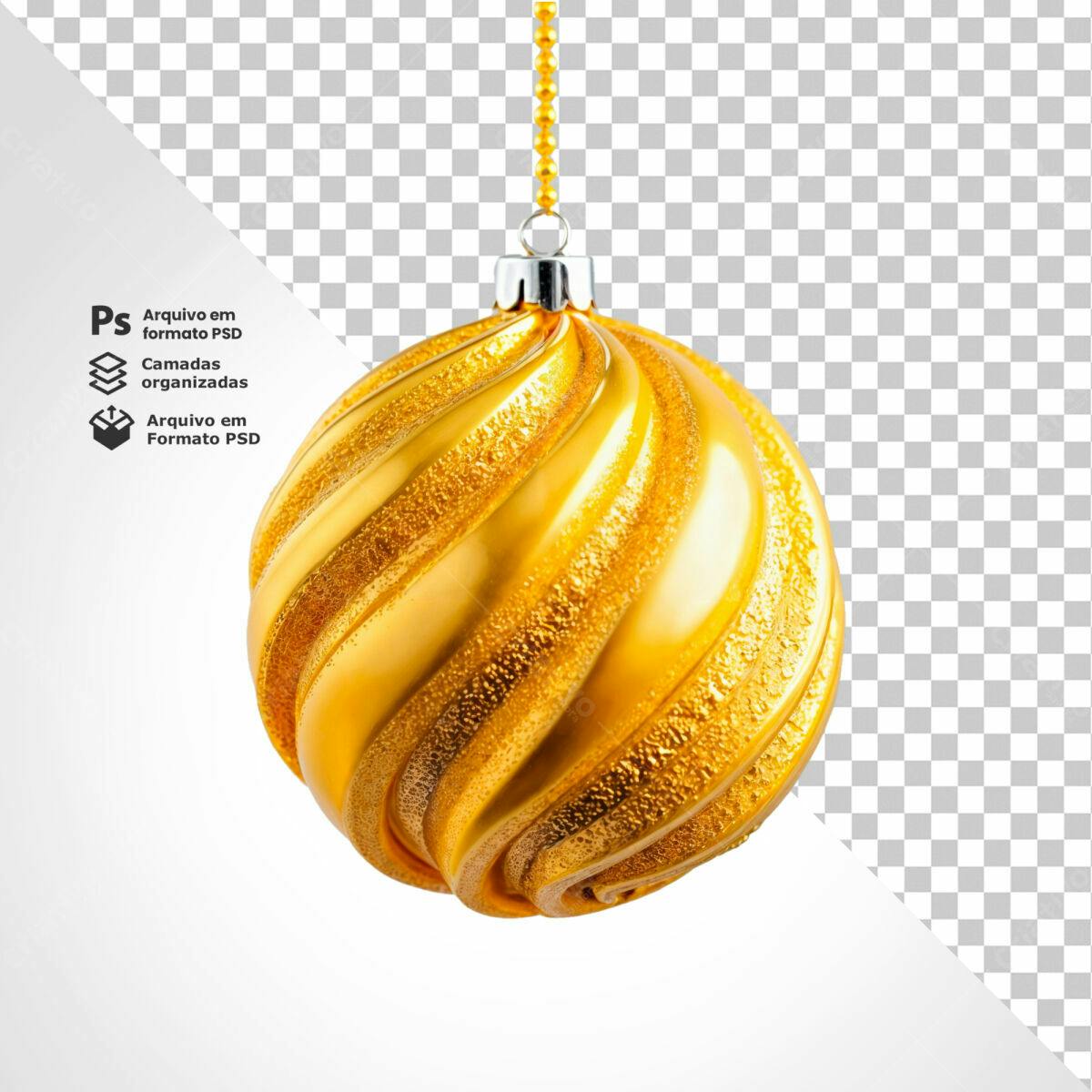 Enfeite Natalino Dourado PSD Editável