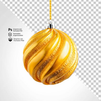 Bolinha De Natal Dourada Desenho Em Espiral Elemento 3D Psd Editável 13