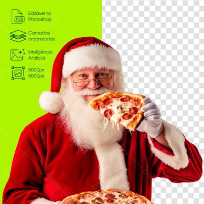 Papai Noel Comendo Pizza