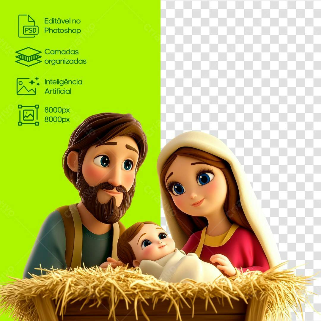 Imagem Sagrada Família Natal PSD Editável