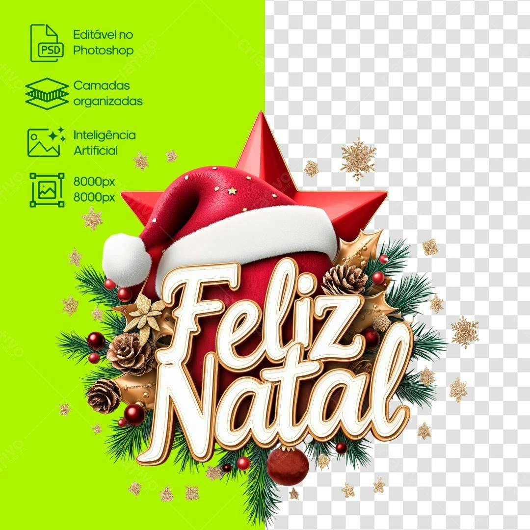 Arte Natalina Feliz Natal PSD Editável