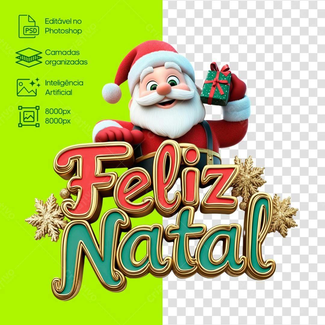 Arte Natalina Feliz Natal PSD Editável