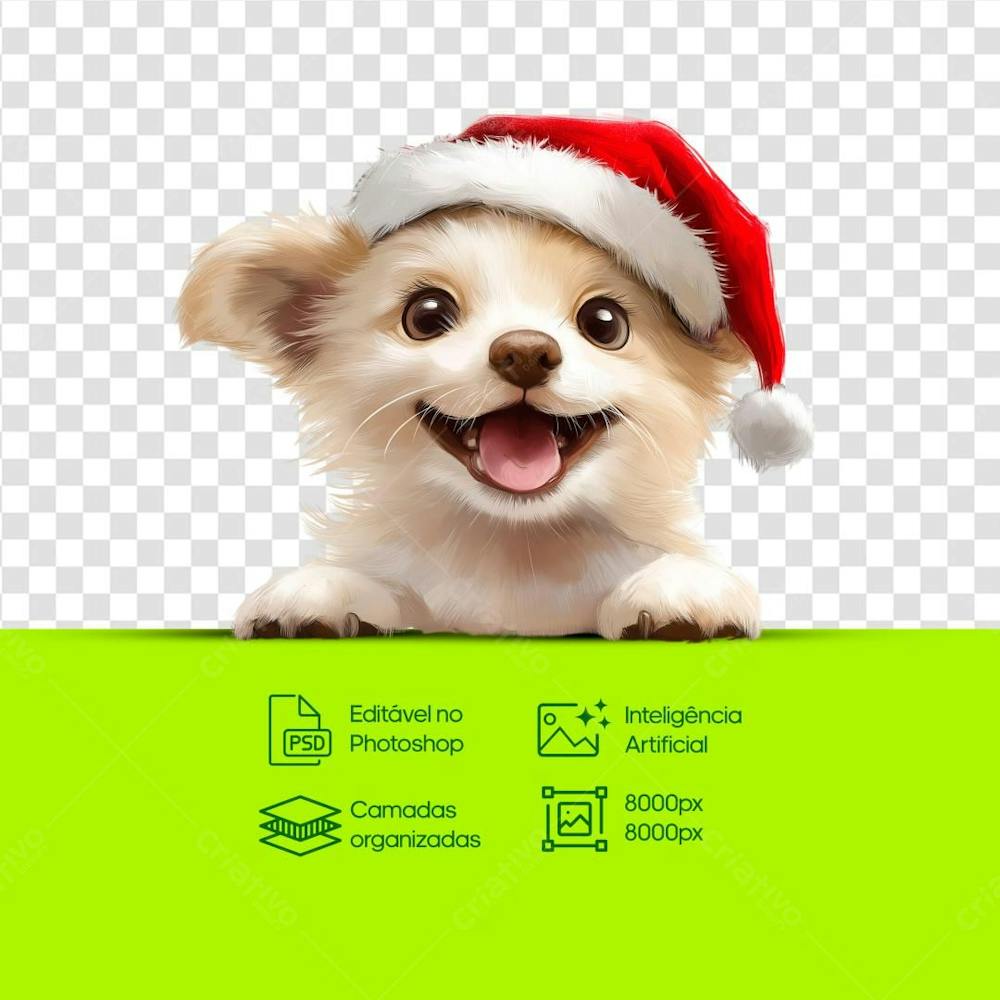 Cãozinho Fofo Com Gorro De Natal