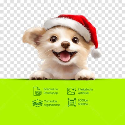 Cãozinho Fofo Com Gorro De Natal