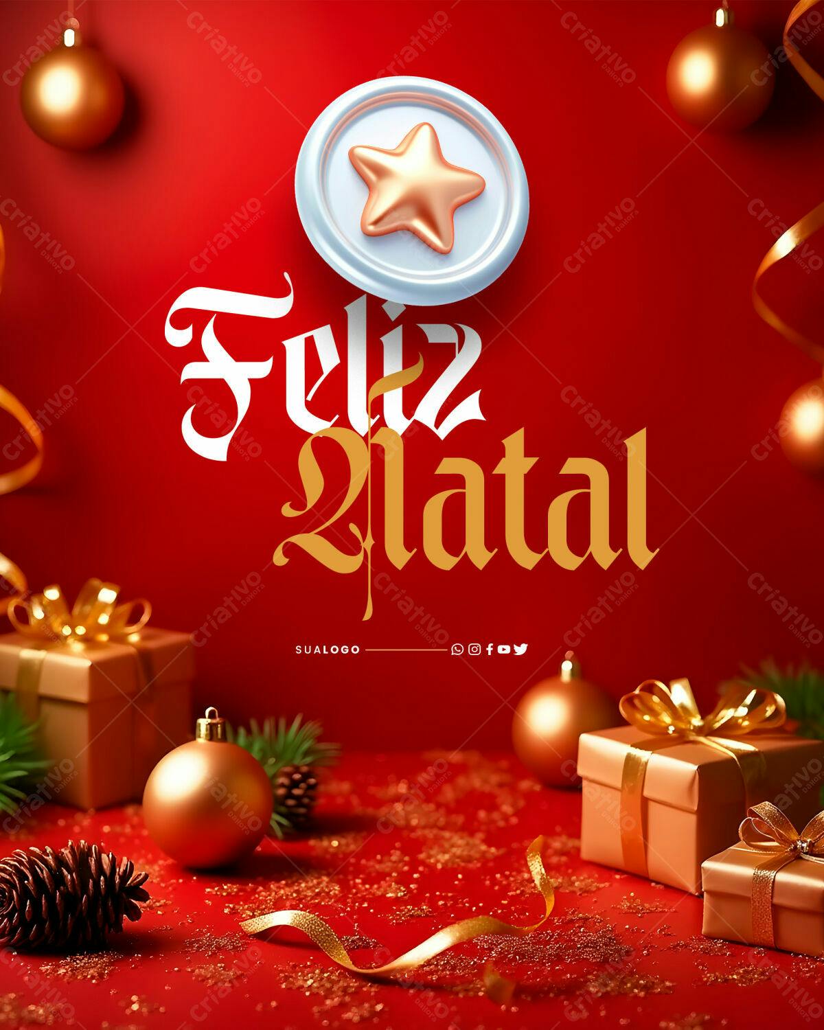 Postagem de Boas Festas Natal PSD Editável