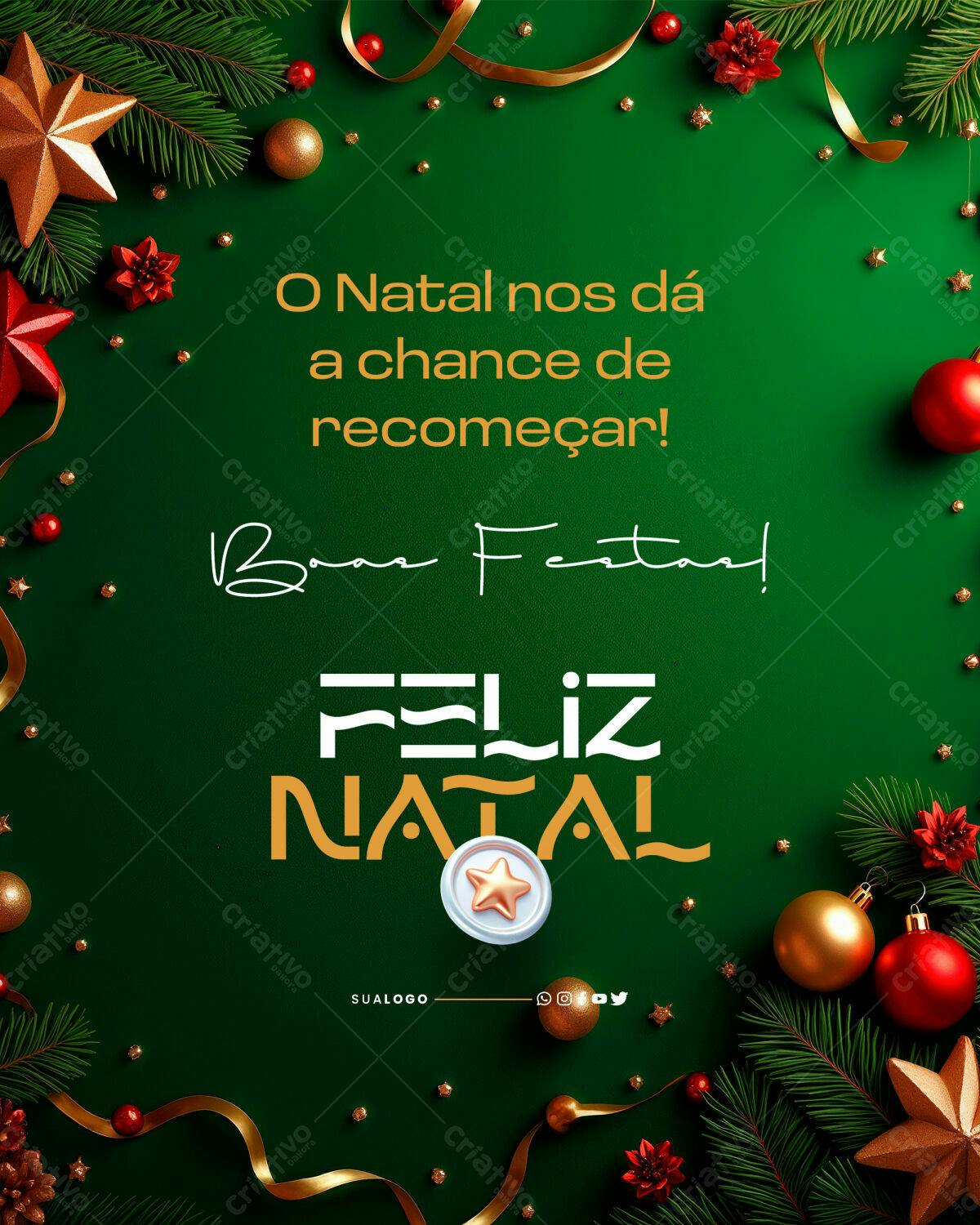 Postagem de Boas Festas Natalina PSD Editável