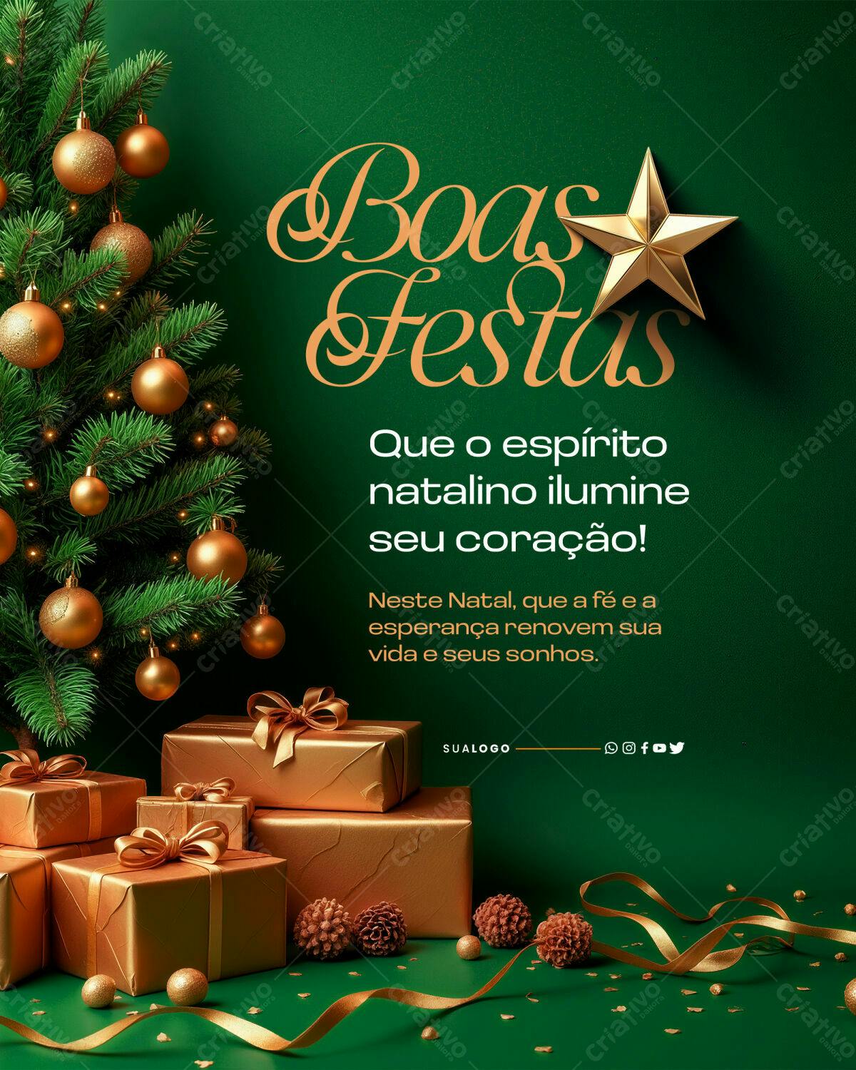 Postagem Boas Festas Natal PSD Editável