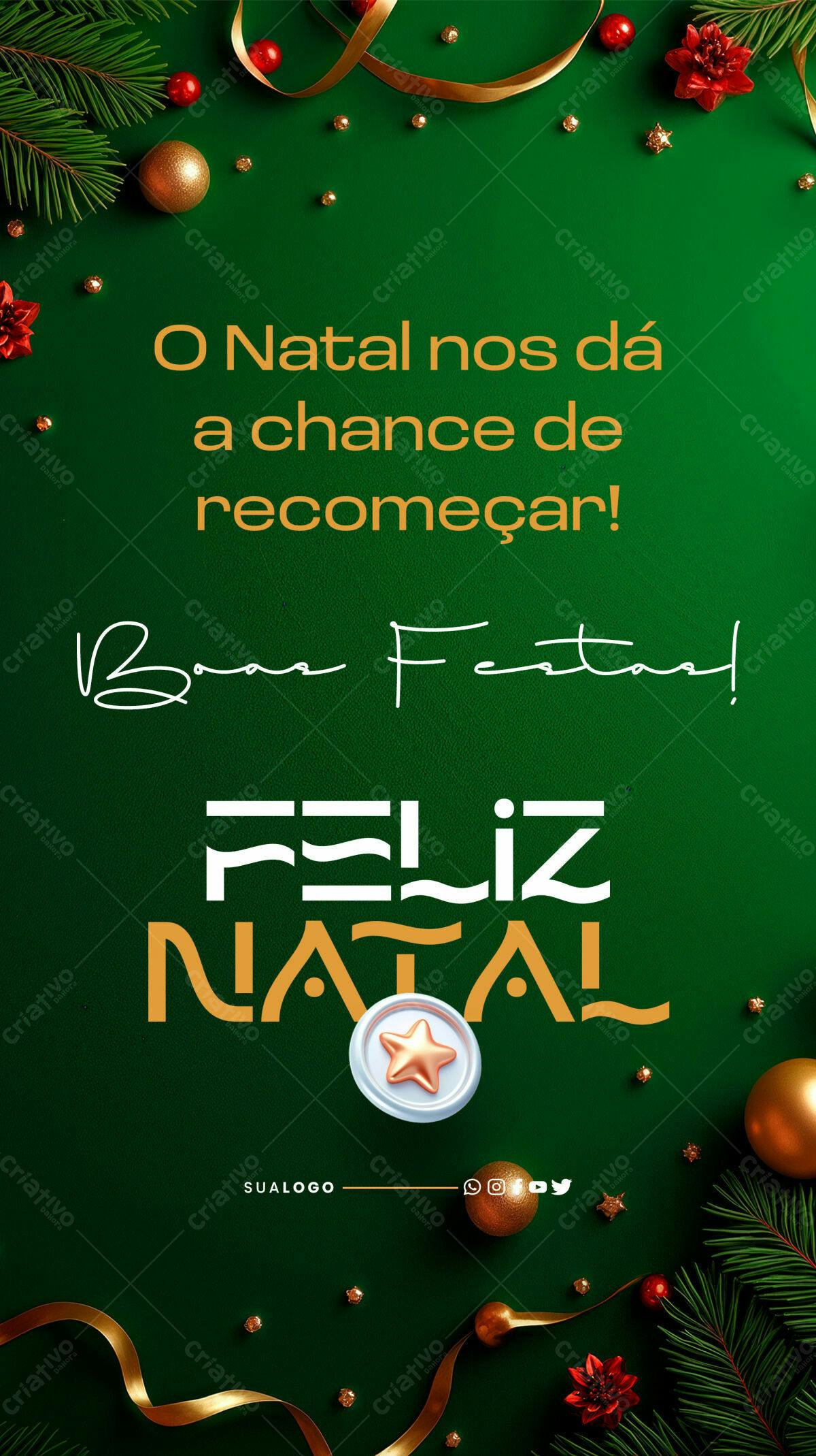 Postagem de Boas Festas Natalina PSD Editável