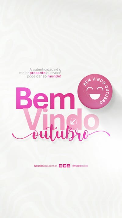 Bem Vindo Outubro Mês Frase Comunicado Aviso Informe Social Media Psd Editável