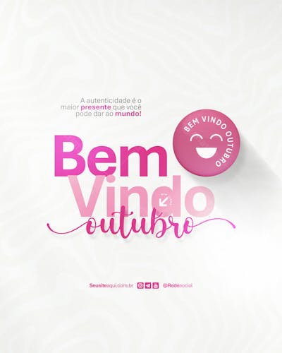 Bem Vindo Outubro Mês Frase Comunicado Aviso Informe Social Media Psd Editável