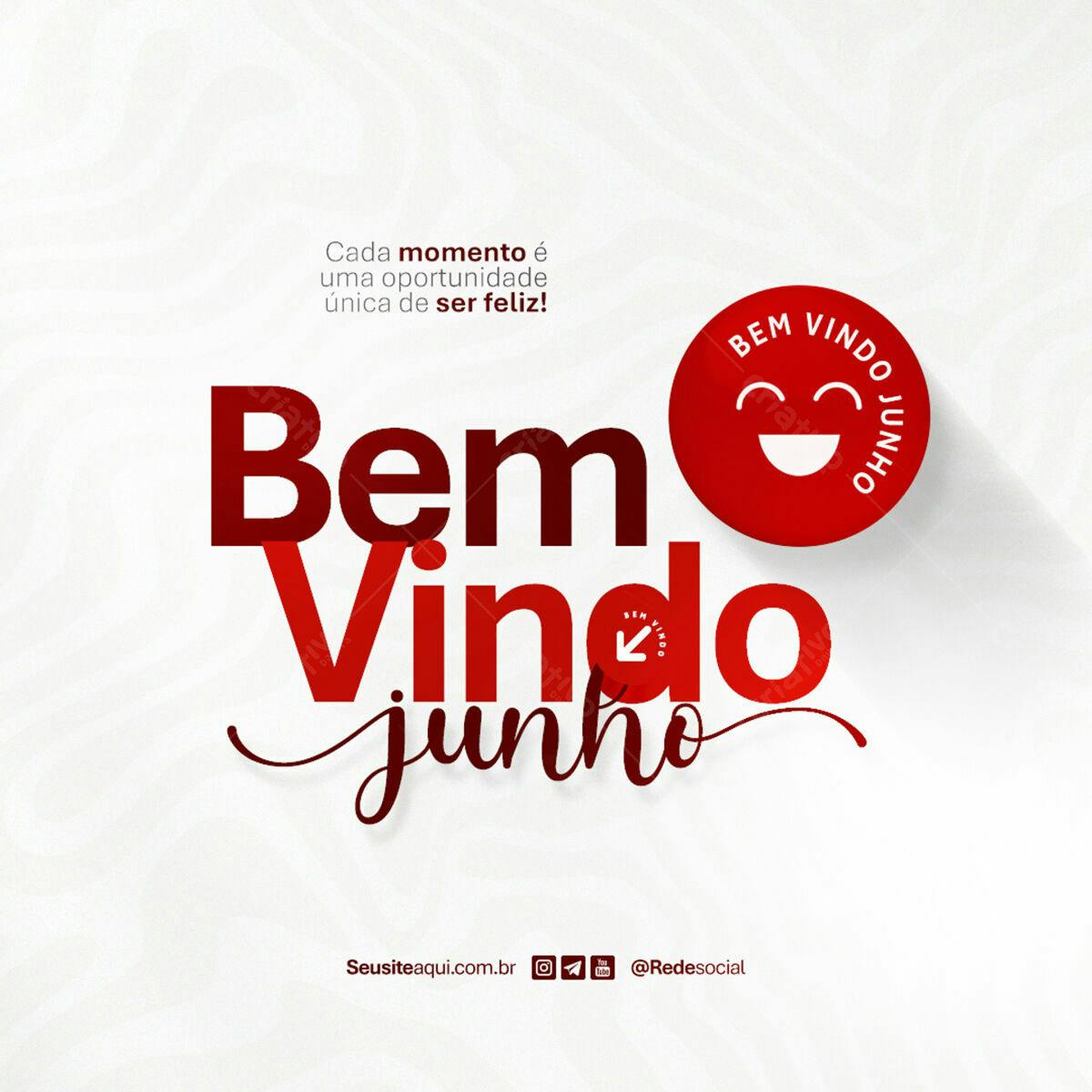 Postagem de Boas Vindas Junho PSD Editável