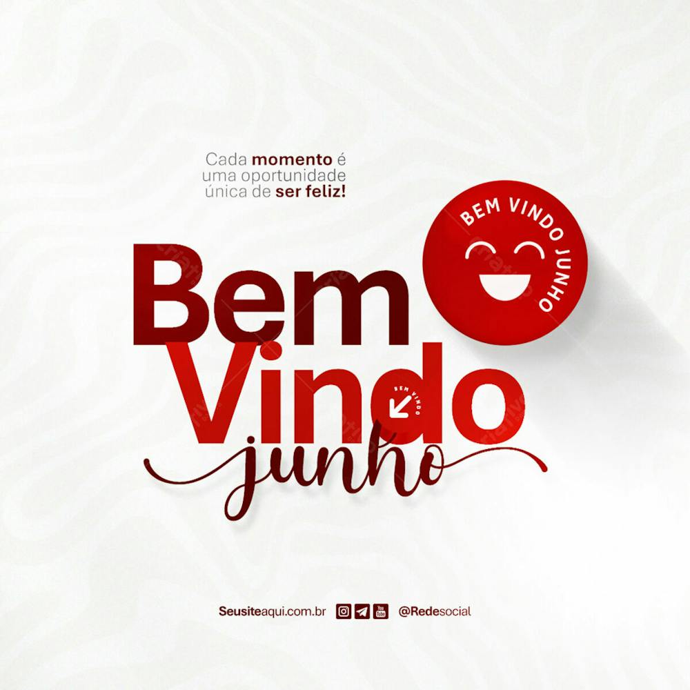 Bem Vindo Junho Mês Frase Comunicado Aviso Informe Social Media Psd Editável