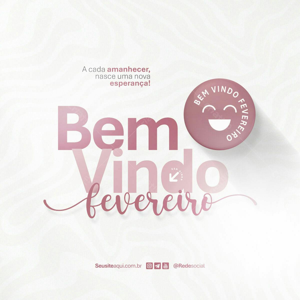 Post para Boas Vindas Fevereiro PSD Editável