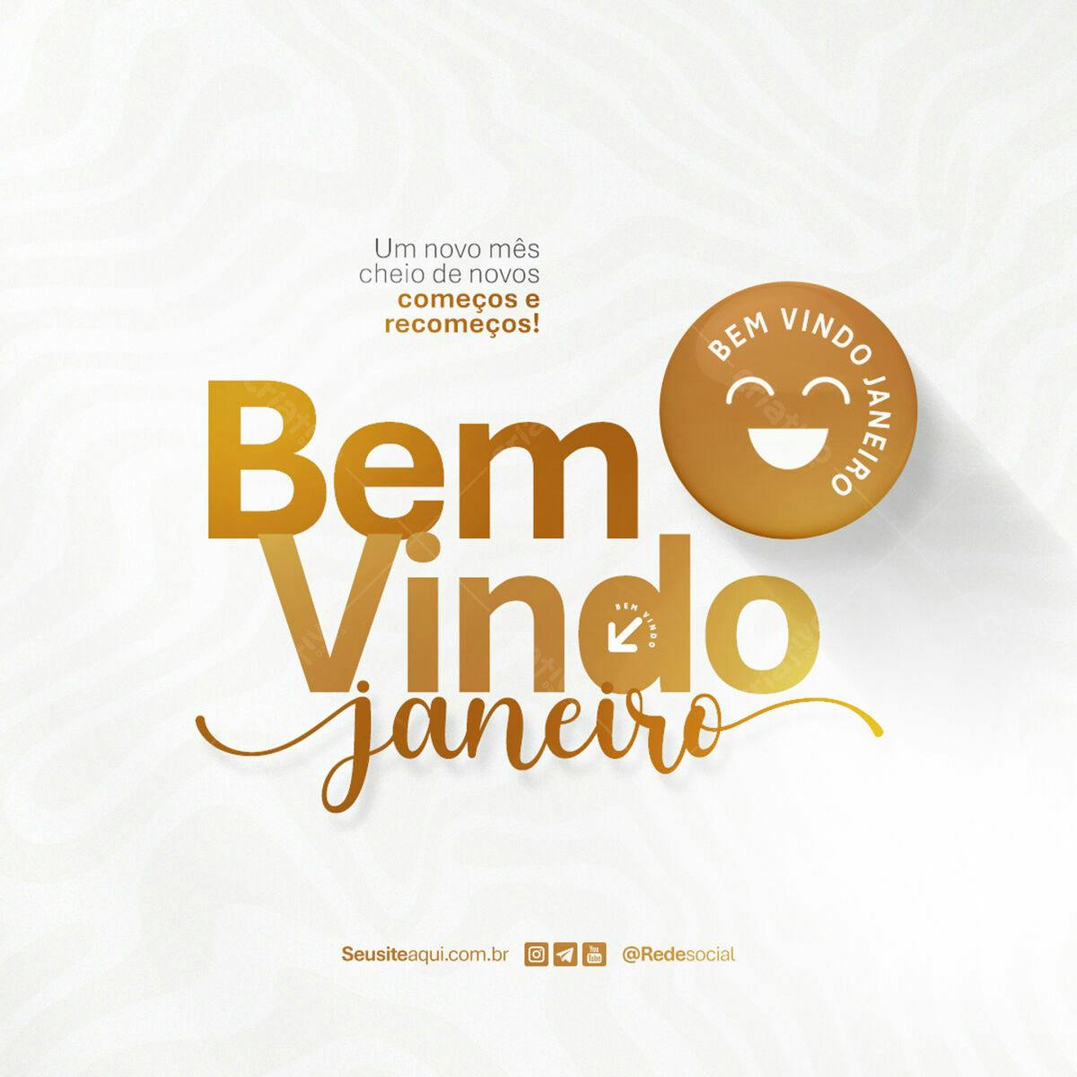 Post para Boas Vindas Janeiro PSD Editável