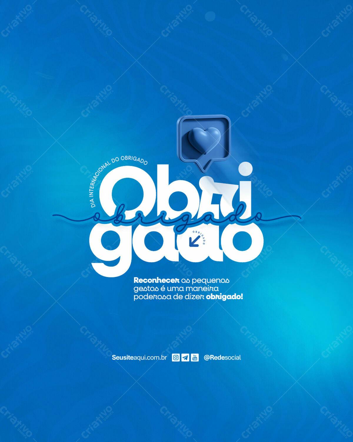 Post para o Dia Internacional do Obrigado PSD Editável