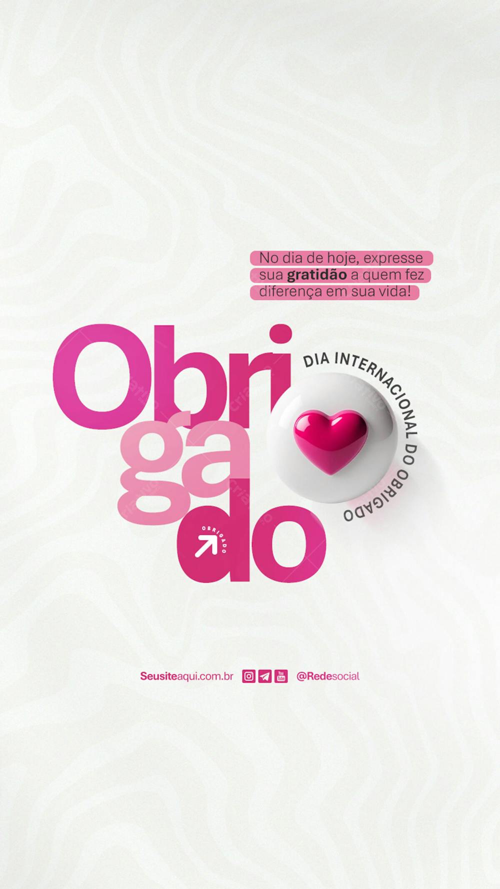 Dia Internacional Do Obrigado 11 De Janeiro Dia Do Obrigado Social Media Psd Editável