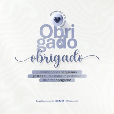 Dia Internacional Do Obrigado 11 De Janeiro Dia Do Obrigado Social Media Psd Editável