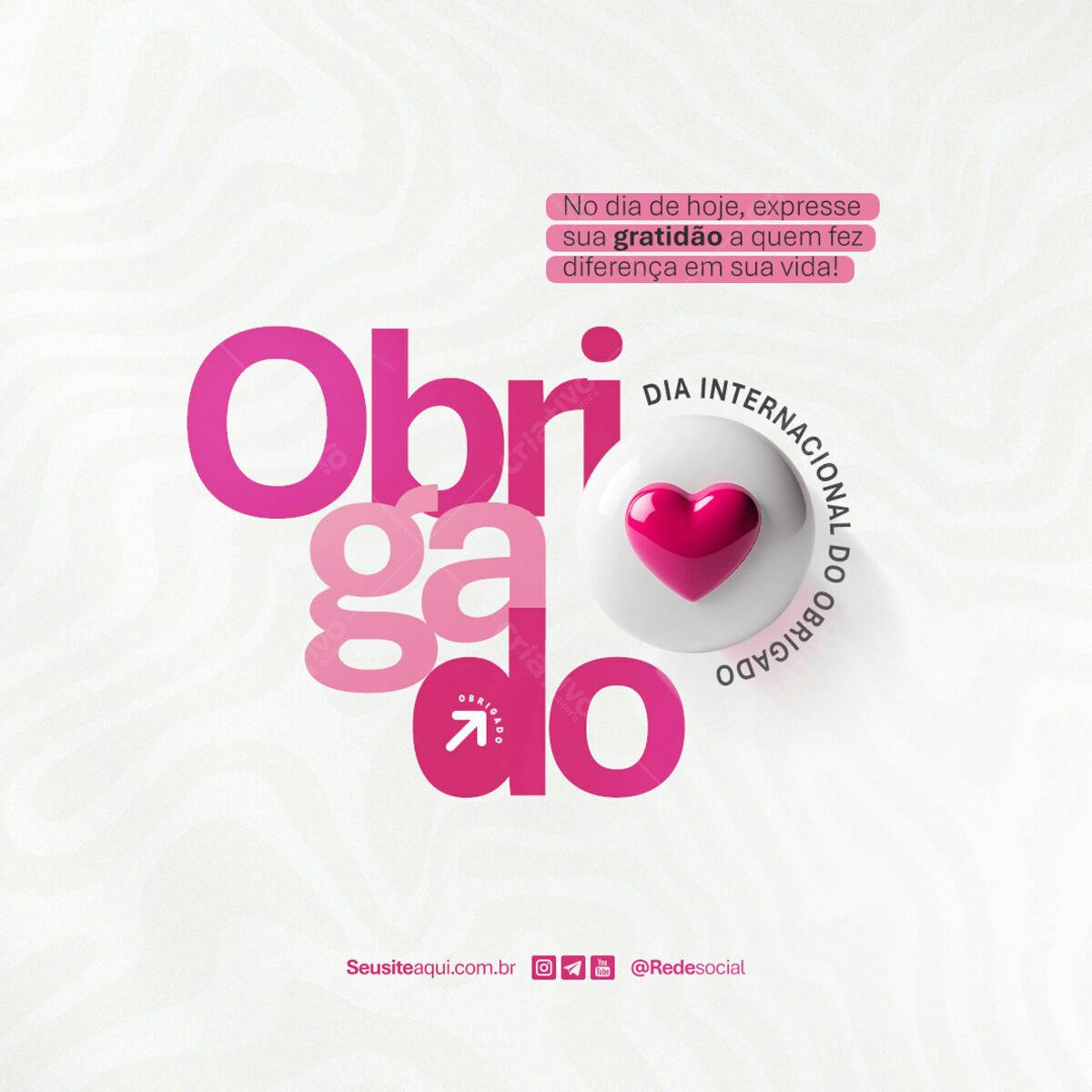 Postagem Dia Internacional do Obrigado PSD Editável