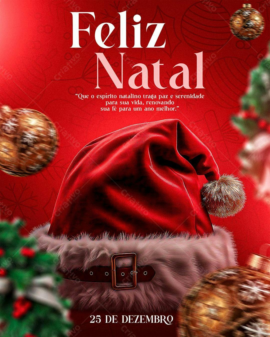 Flyer Natalino com Chapéu Papai Noel PSD Editável
