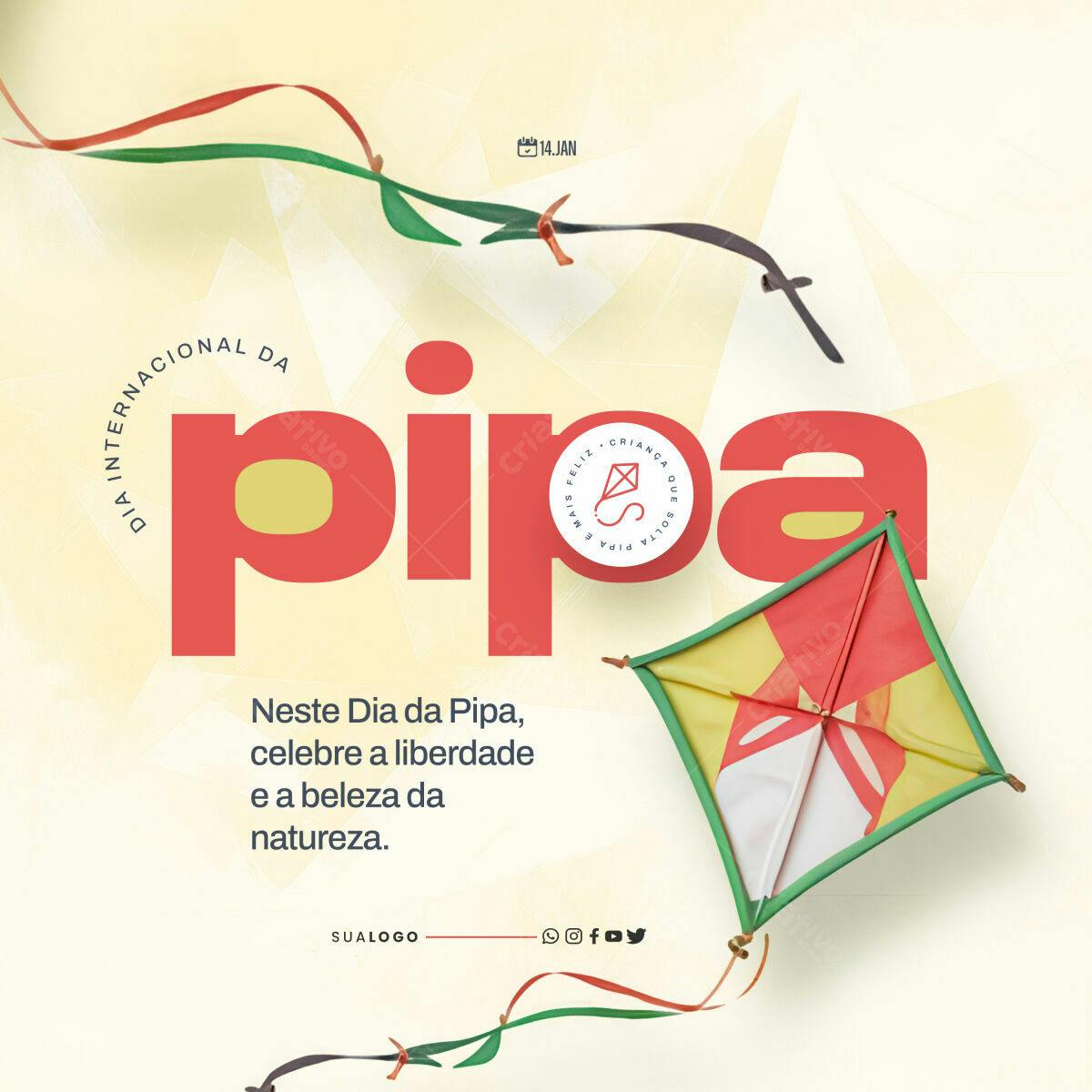Flyer Dia Internacional da Pipa PSD Editável