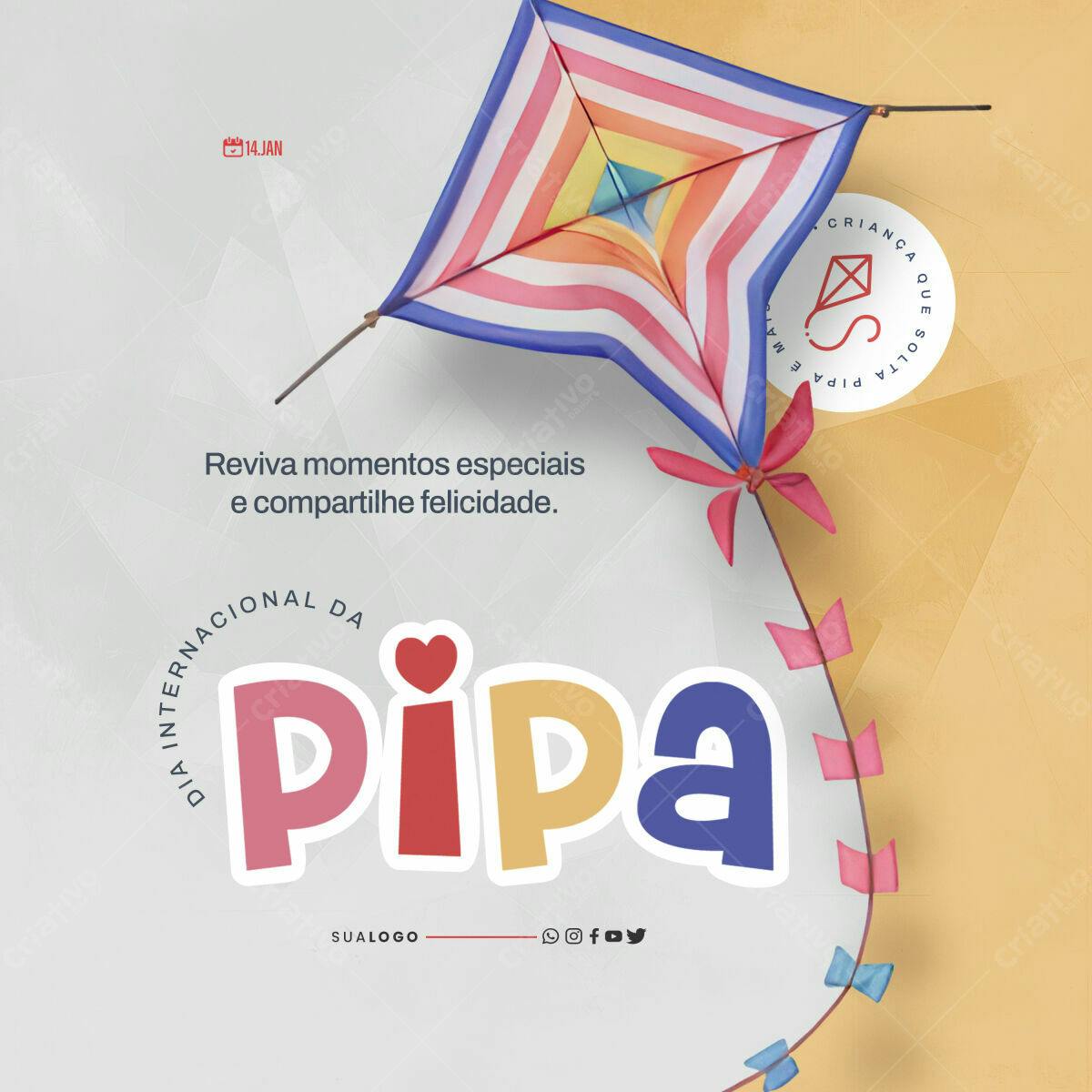 Flyer Dia Internacional da Pipa PSD Editável