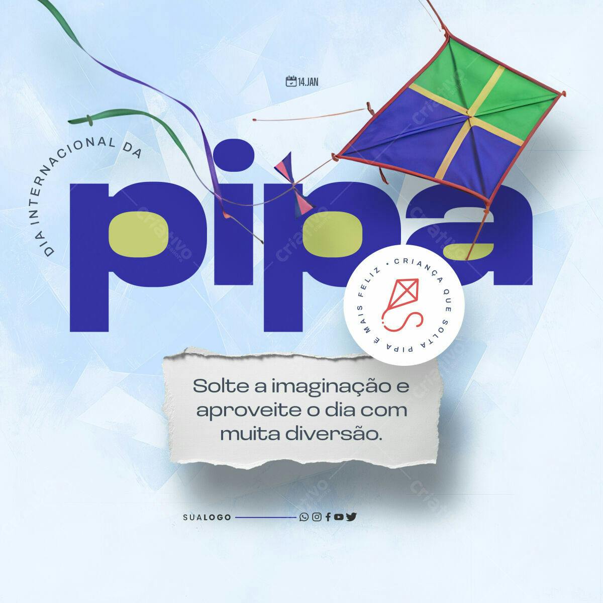 Flyer Dia Internacional da Pipa PSD Editável