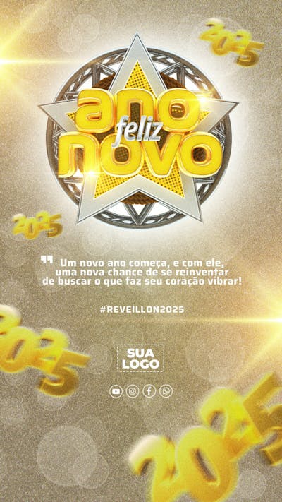 Redes Sociais Feliz Ano Novo Reveillon 2025