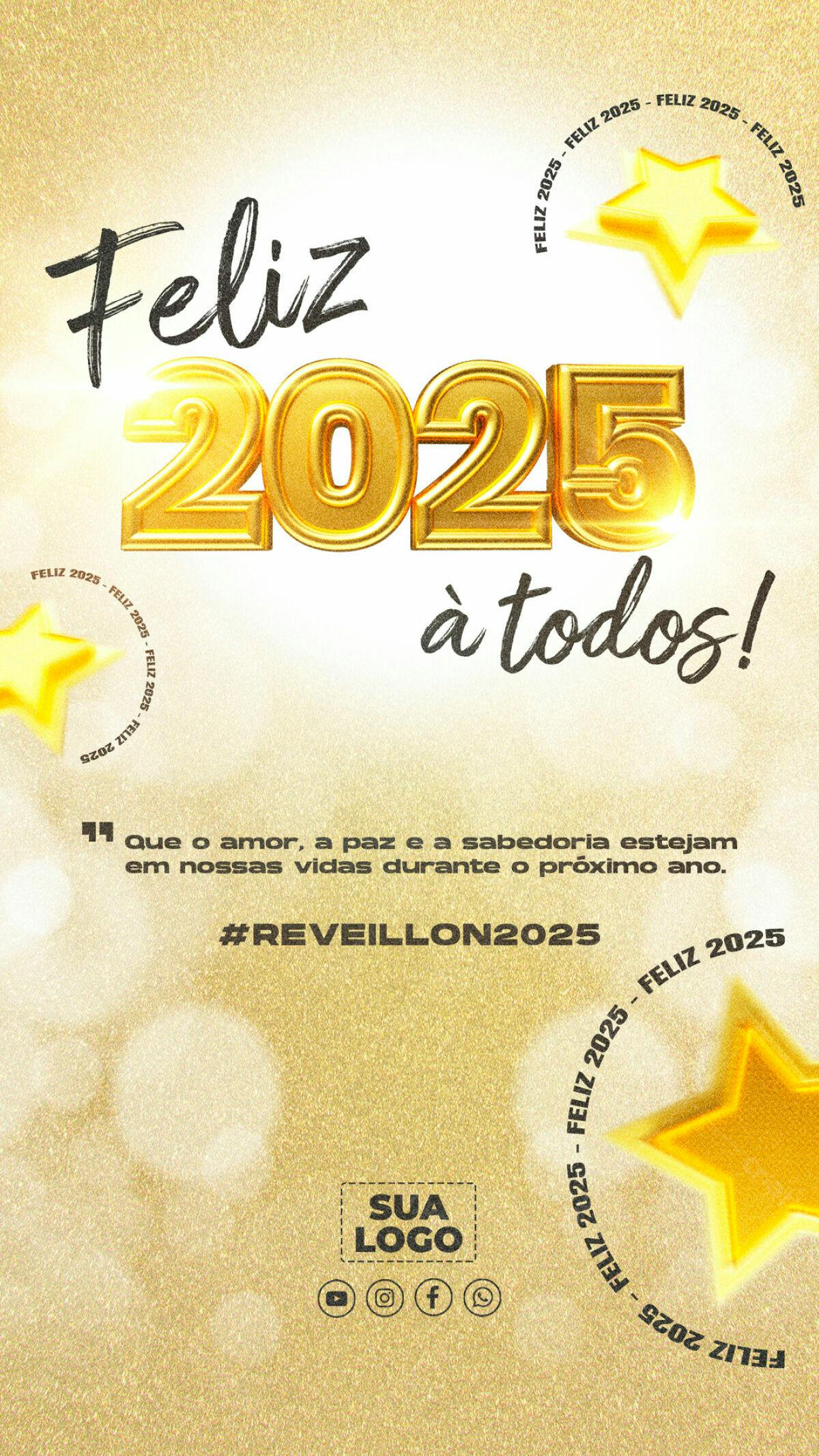 Flyer para Réveillon 2025 PSD Editável