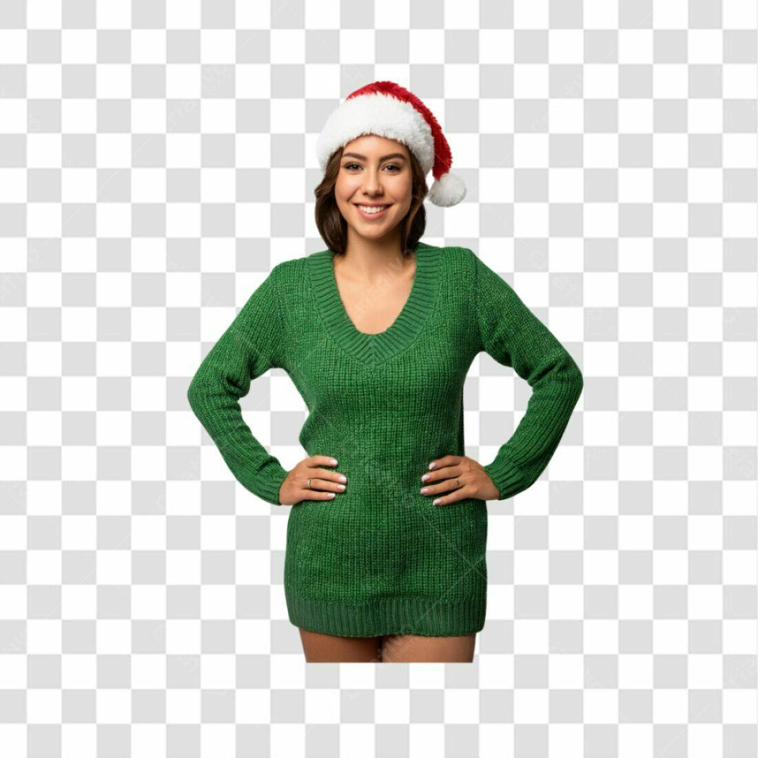 Imagem Natal Mulher Verde PNG com fundo transparente