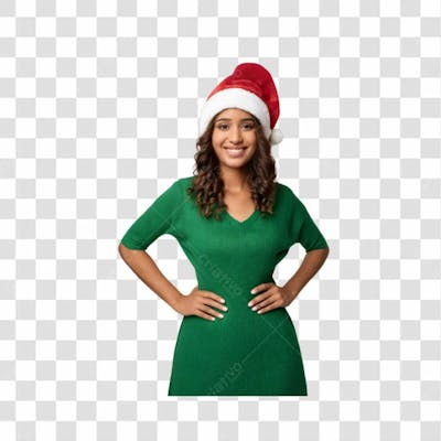 Mamãe Noel Roupa Verde Feliz Transparente